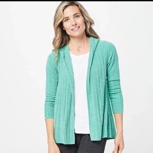 Barefoot Dreams Aqua Hooded Cardigan